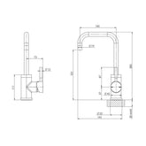 Phoenix Vivid 160mm Squareline Basin / Sink Mixer